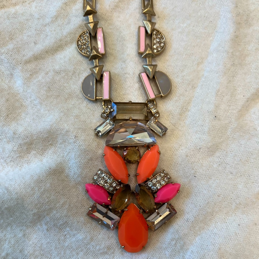 Stella & Dot coral Pop Geo long necklace